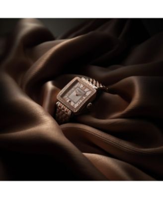 Women s VivreLuxe 34mm Rectangle Quartz Watch, Crystal Bezel, Roman Numeral Dial, Stainless Steel Bracelet