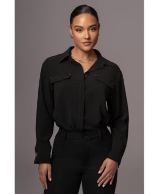 Women's Black Stella Button Up Shirt