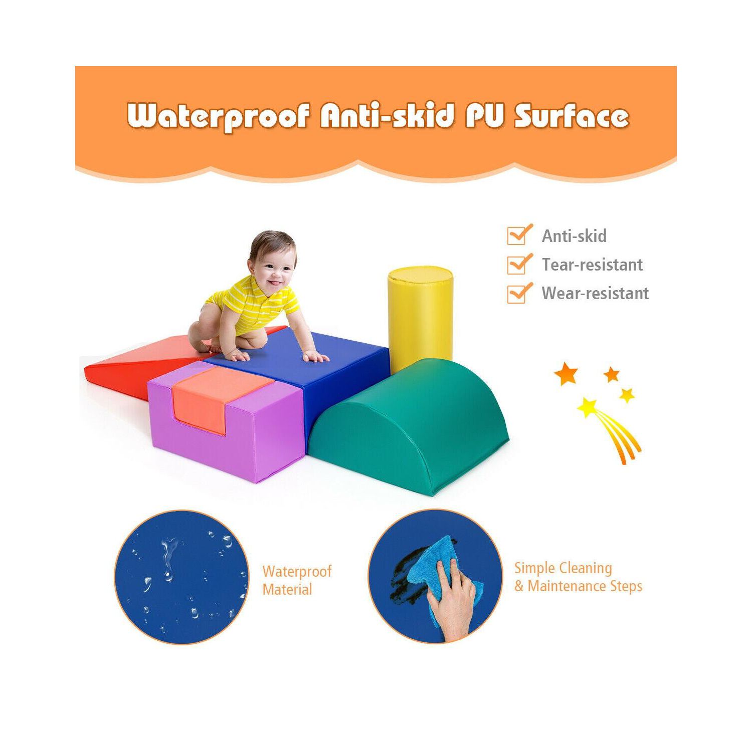 Foam Stackable Soft Climb Crawl Play Set, 6-Piece Set