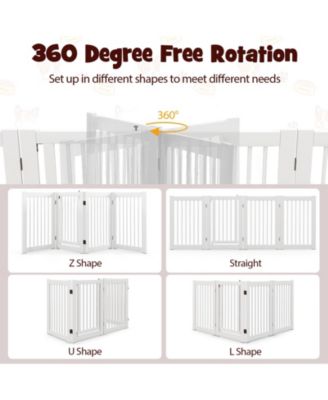 4-Panel Freestanding Wooden Pet Gate – Tall Dog Fence for Safety and Style