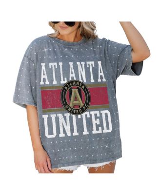 Women's Gray Atlanta United FC Oversized Mini Rhinestone Classic T-Shirt