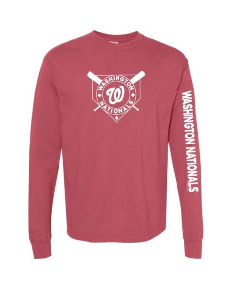 Женская футболка Soft As A Grape Red Washington Nationals Pigment Dye Long Sleeve