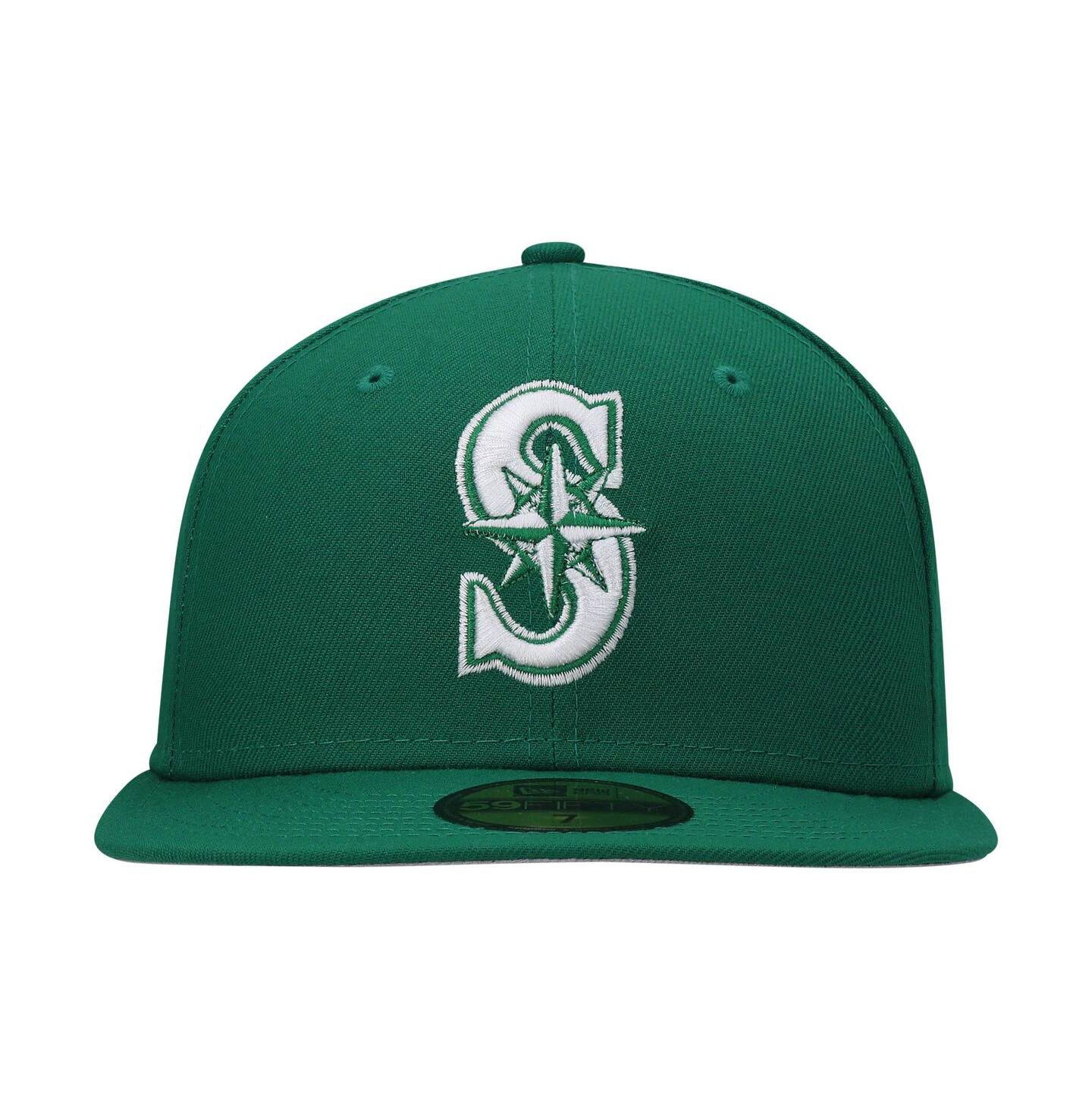 Мужская кепка New Era Kelly Green Seattle Mariners White Logo 59FIFTY Fitted Hat — фото 2