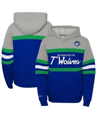 Mitchell & Ness - Big Boys and Girls Blue/Heather Gray Minnesota Timberwolves Hardwood Classics Head Coach Pullover Hoodie