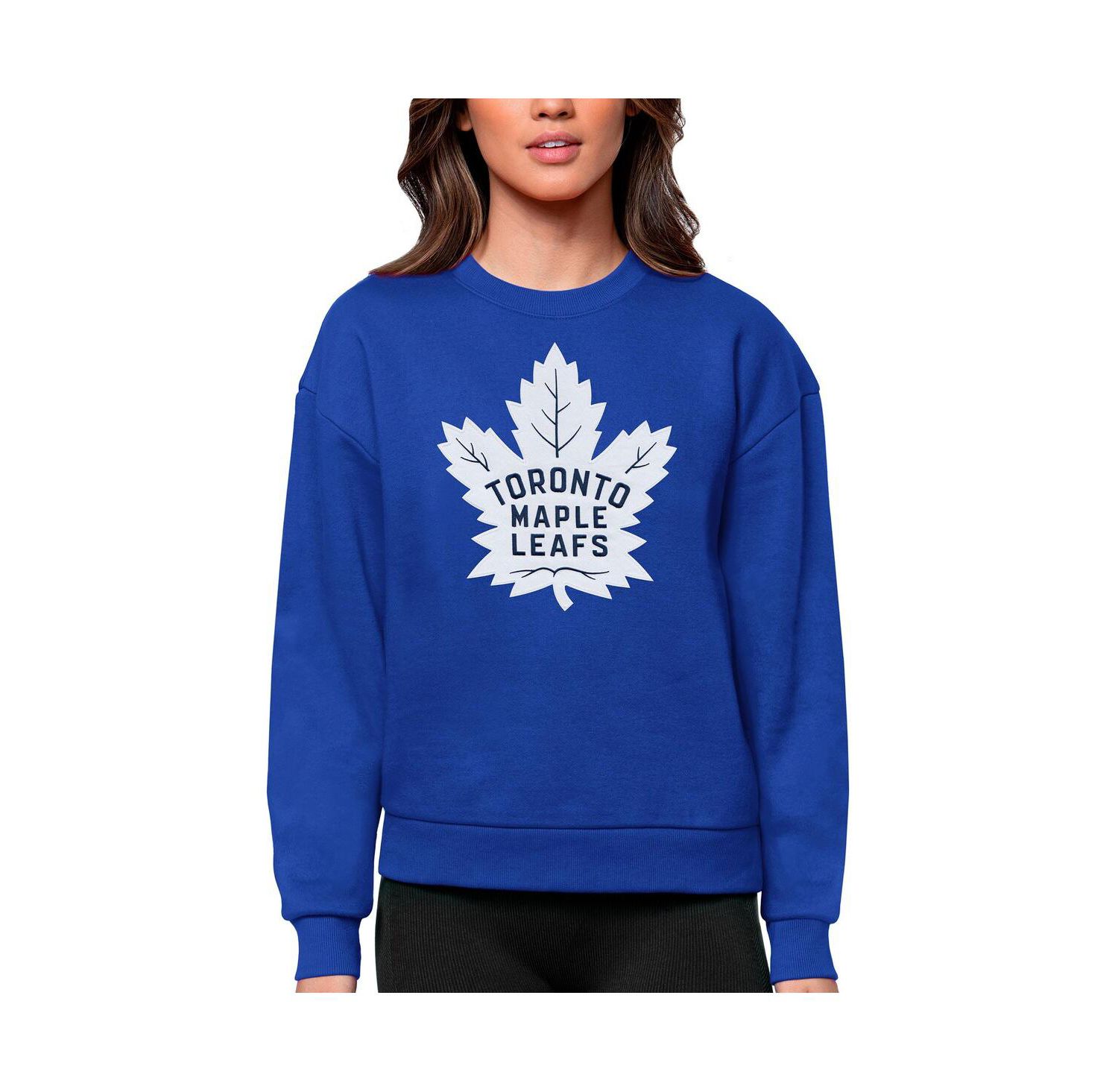 Women's Royal Toronto Maple Leafs Primary Logo Team Logo Victory Crewneck Pullover Sweatshirt