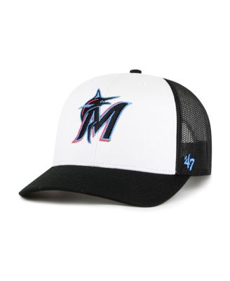 '47 Brand - Men's White/Black Miami Marlins Freshman Trucker Adjustable Hat