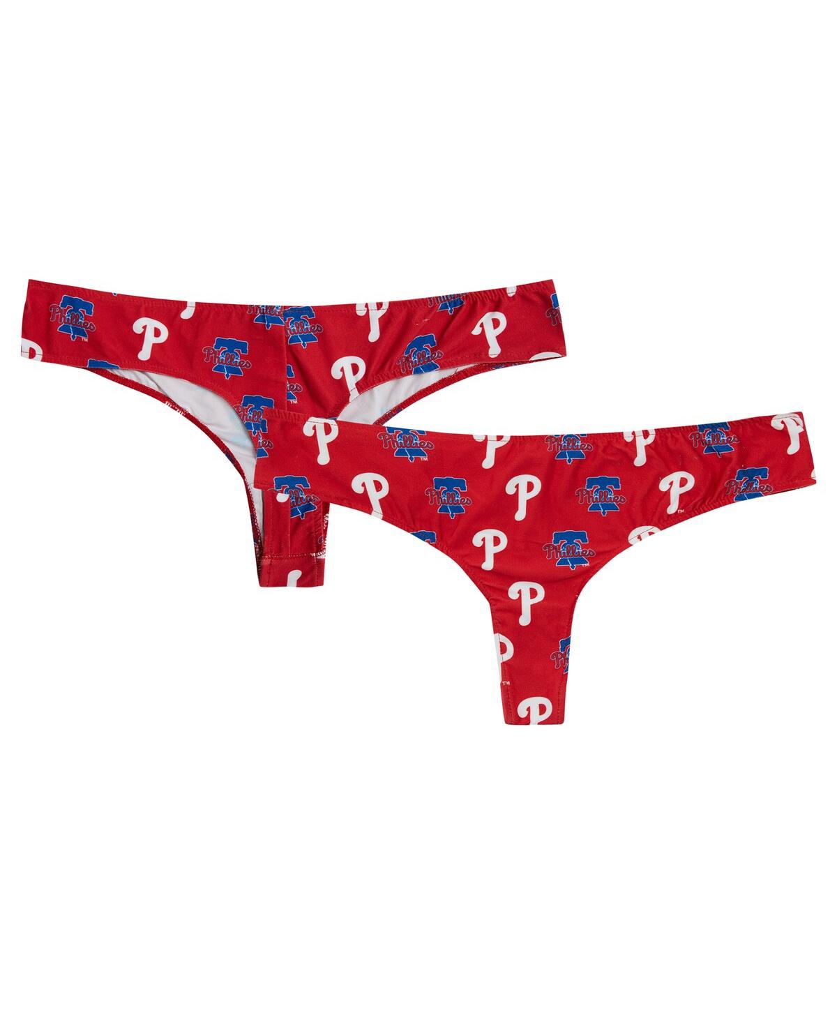 Women's Red Philadelphia Phillies Record Allover Print Knit Thong - Red