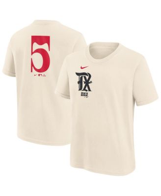 Nike - Big Boys and Girls Corey Seager Natural Texas Rangers Fuse City Connect Name Number T-Shirt