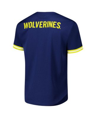 Men's Navy Michigan Wolverines Game Time Vintage Mesh Button Front Top