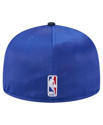 Men's Blue/Navy Dallas Mavericks Throwback Satin Vintage Pin Two-Tone 59FIFTY Fitted Hat