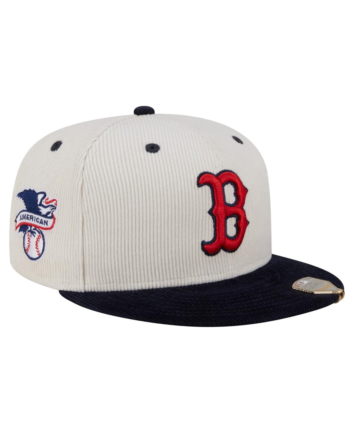 New Era Men's Cream/Navy Boston Red Sox Two-Tone Corduroy 59FIFTY Fitted Hat - Cream, Navy