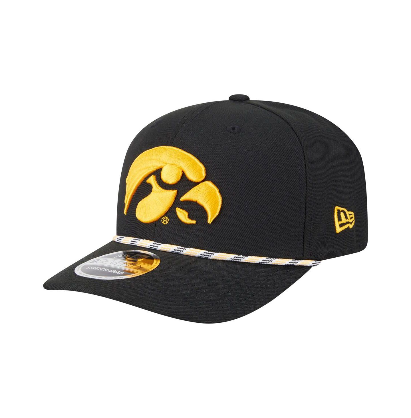Мужской головной убор New Era Black Iowa Hawkeyes Game Day Multi-Rope 9SEVENTY Stretch-Snap Hat — фото 1
