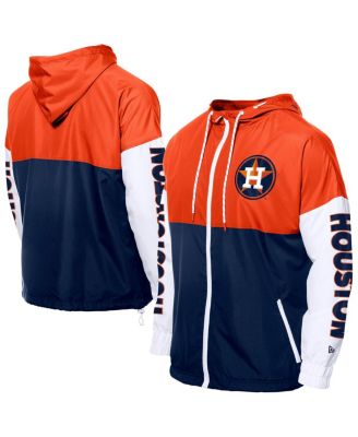 New Era - Men's Navy/Orange Houston Astros Color Block Full-Zip Hoodie Windbreaker Jacket