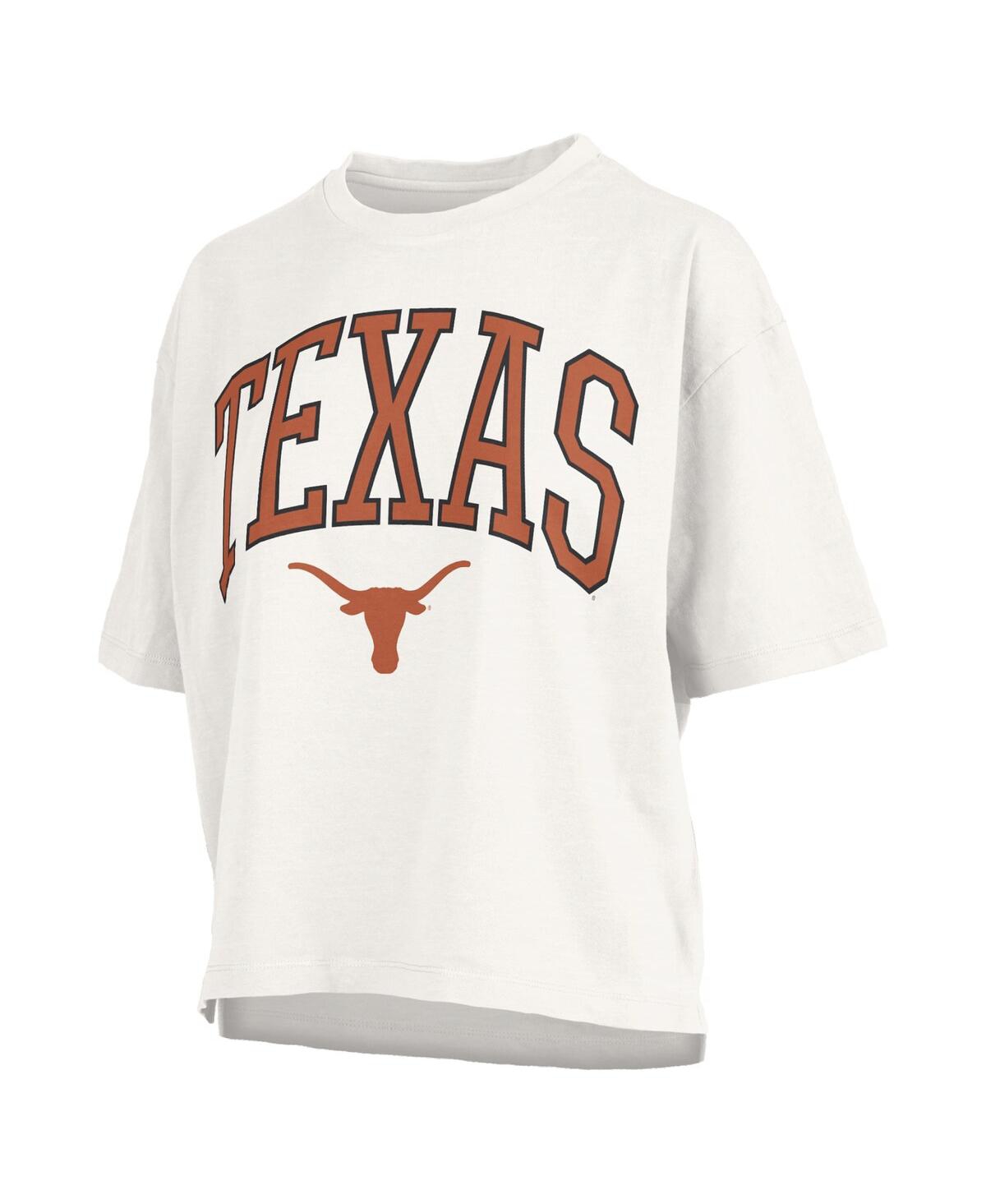 Pressbox Women's White Texas Longhorns Nelson Arch Over Logo Waist Length Oversized Slub T-Shirt