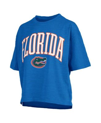 Women's Royal Florida Gators Nelson Arch Over Logo Waist Length Oversized Slub T-Shirt