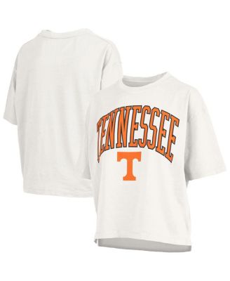 Pressbox - Women's White Tennessee Volunteers Nelson Arch Over Logo Waist Length Oversized Slub T-Shirt