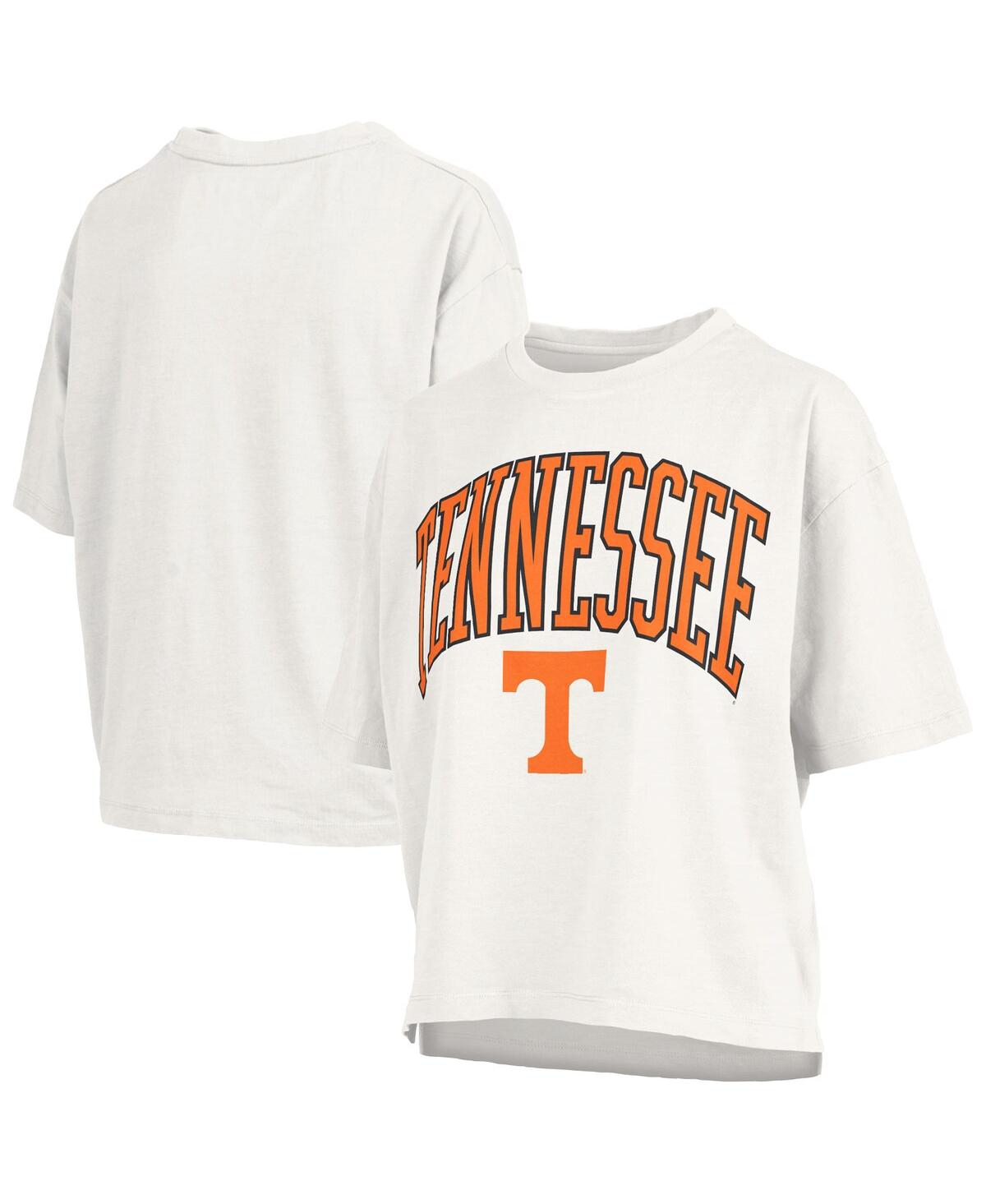 Women's White Tennessee Volunteers Nelson Arch Over Logo Waist Length Oversized Slub T-Shirt - White