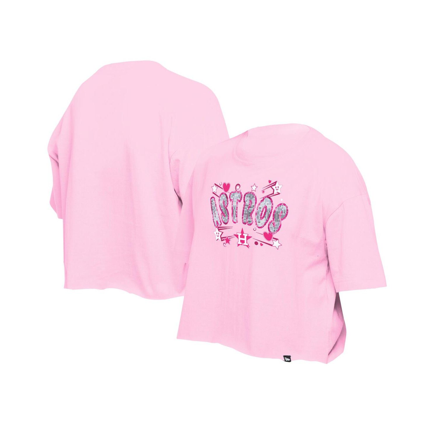 Big Girls Light Pink Houston Astros Flip Sequin Team T-Shirt