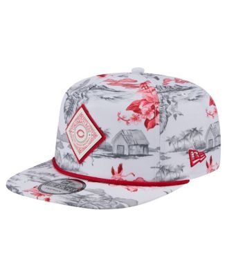 New Era - Men's White Cincinnati Reds Printed Island Golfer Snapback Hat