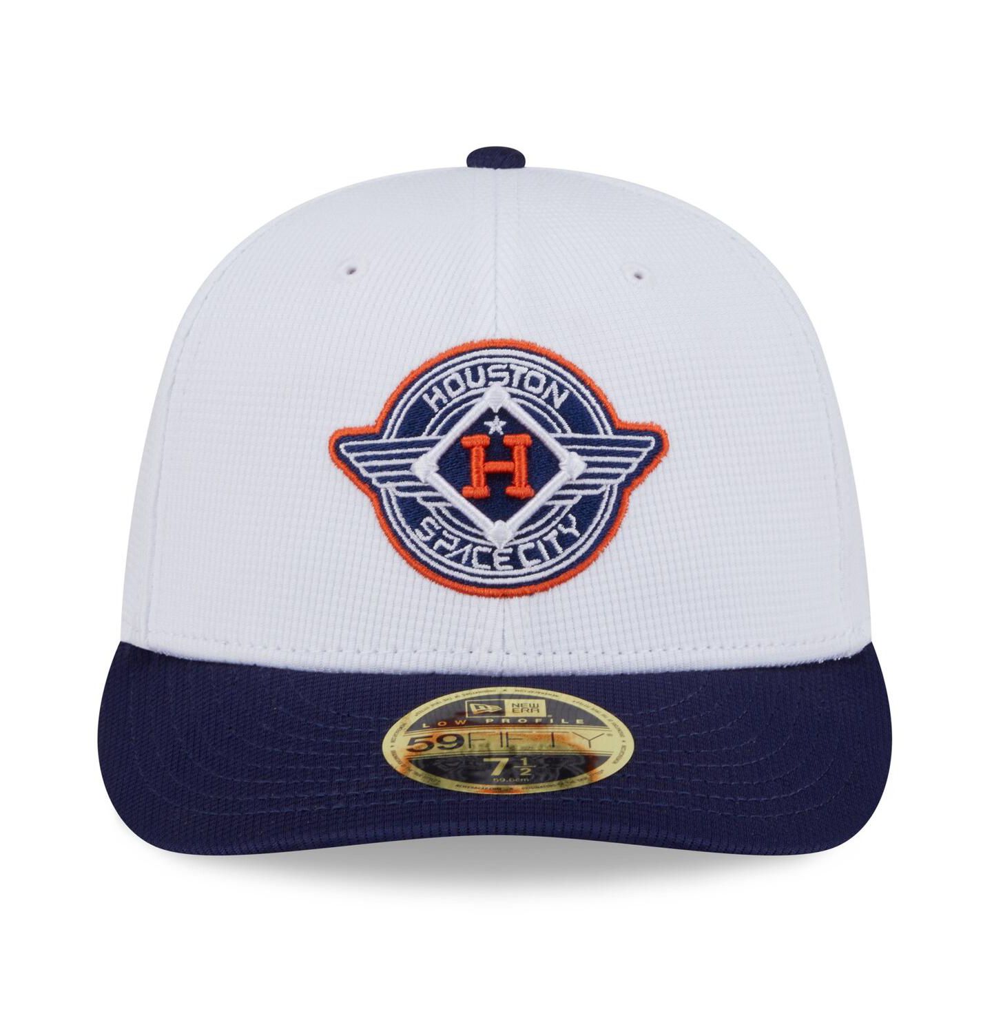 Мужская кепка New Era White/Navy Houston Astros 2025 City Connect Batting Practice Low Profile 59FIFTY Fitted Hat — фото 2