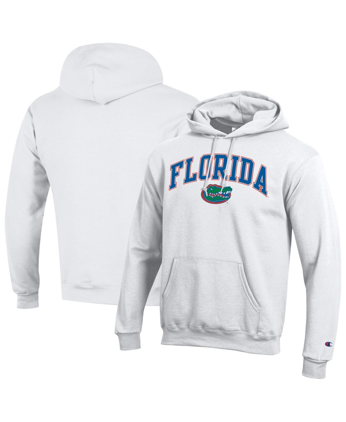 Champion Men's Charcoal Florida Gators Arched Logo Fleece Pullover Hoodie - White