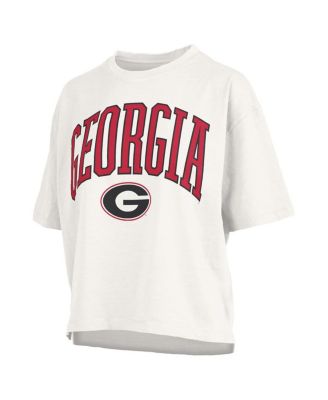 Women's White Georgia Bulldogs Nelson Arch Over Logo Waist Length Oversized Slub T-Shirt