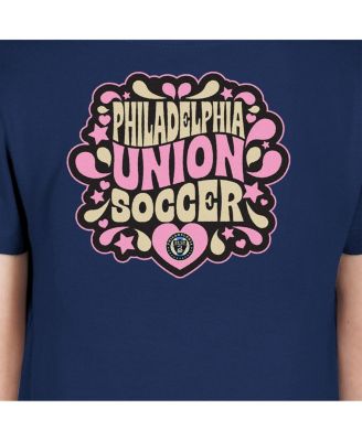 Big Girls Navy Philadelphia Union Bubble Heart T-Shirt