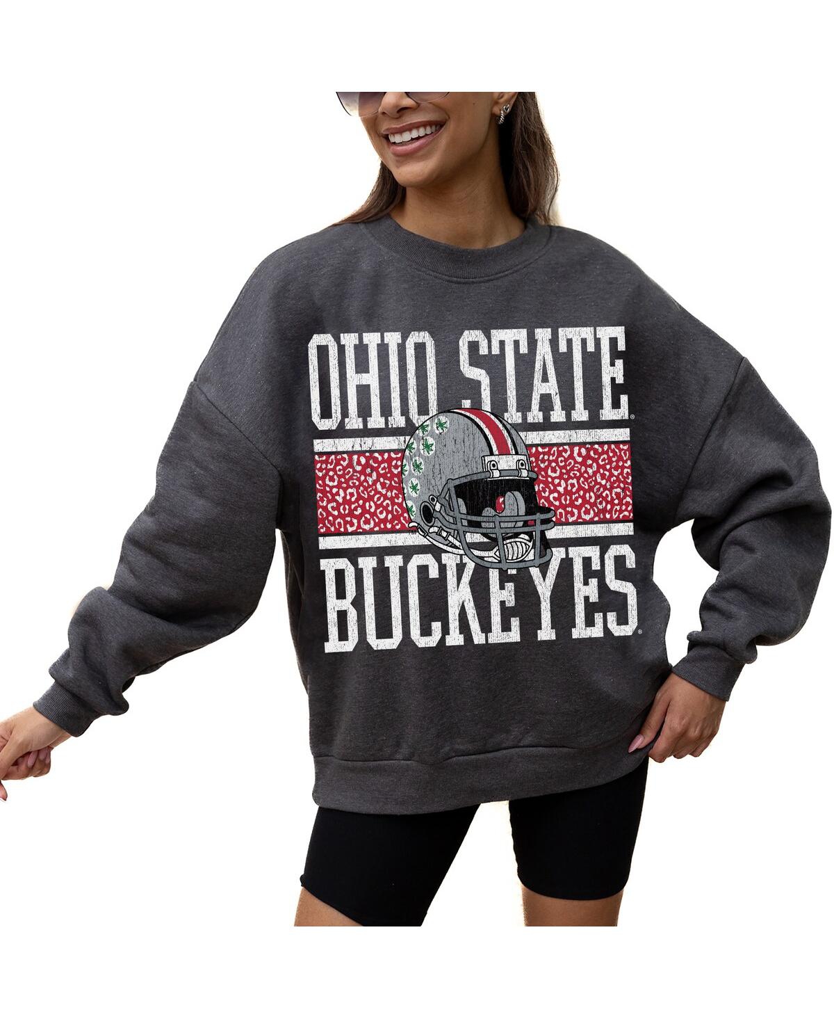 GAMEDAY COUTURE WOMEN'S CHARCOAL OHIO STATE BUCKEYES PREMIUM FLEECE PULLOVER SWEATSHIRT 