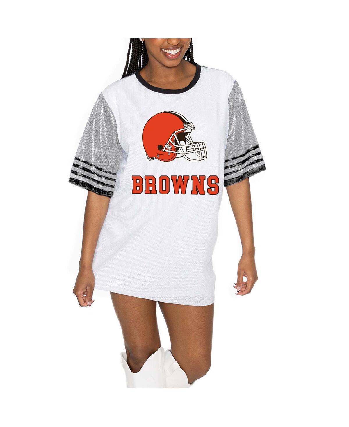 Shop Gameday Couture Women's White/gray Cleveland Browns Bling It Full Sequin Jersey Dress