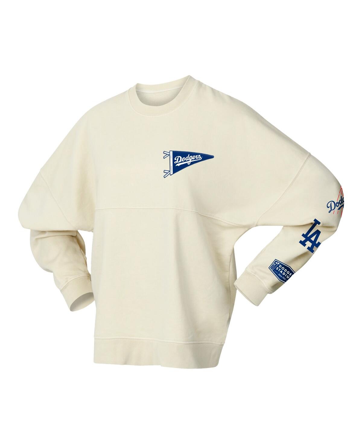 Fanatics Women's Tan Los Angeles Dodgers Pennant Flag Branded Fleece Pullover Sweatshirt In Brown