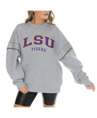 Gameday Couture - Women's Heather Gray LSU Tigers Competitive Edge Oversized Fleece Pullover Sweatshirt