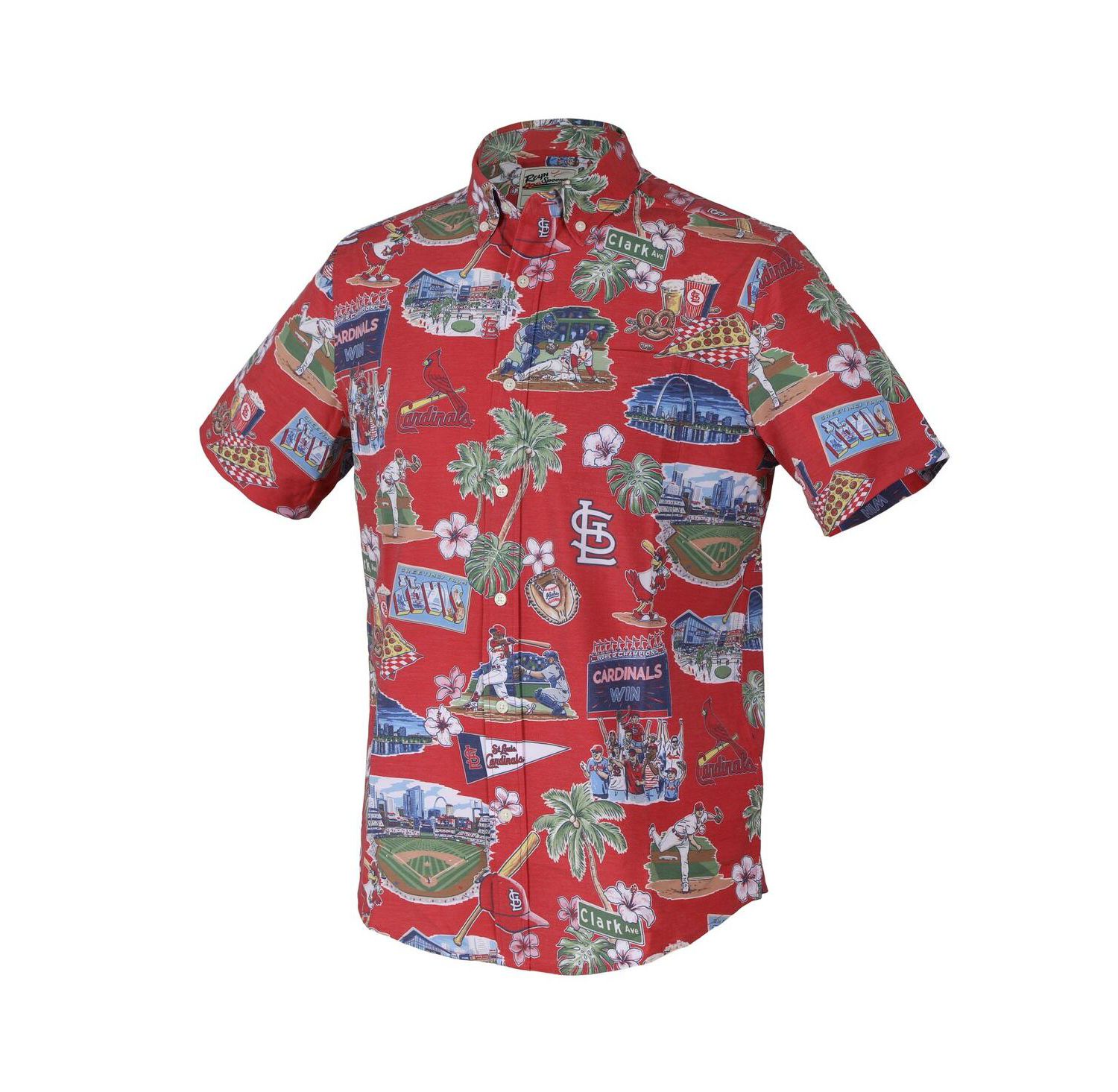 Men's Red St. Louis Cardinals Scenic Tri-Blend Performance Button-Up Top