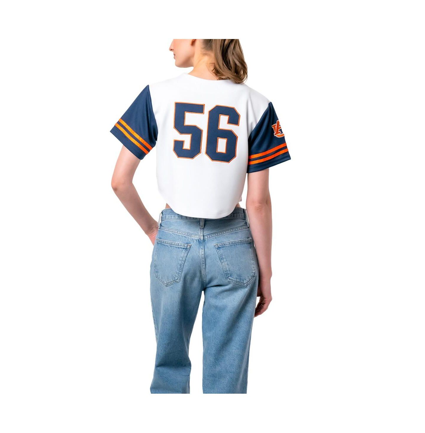 Женская футболка Established & Co. White Auburn Tigers Baseball Jersey Cropped — фото 3