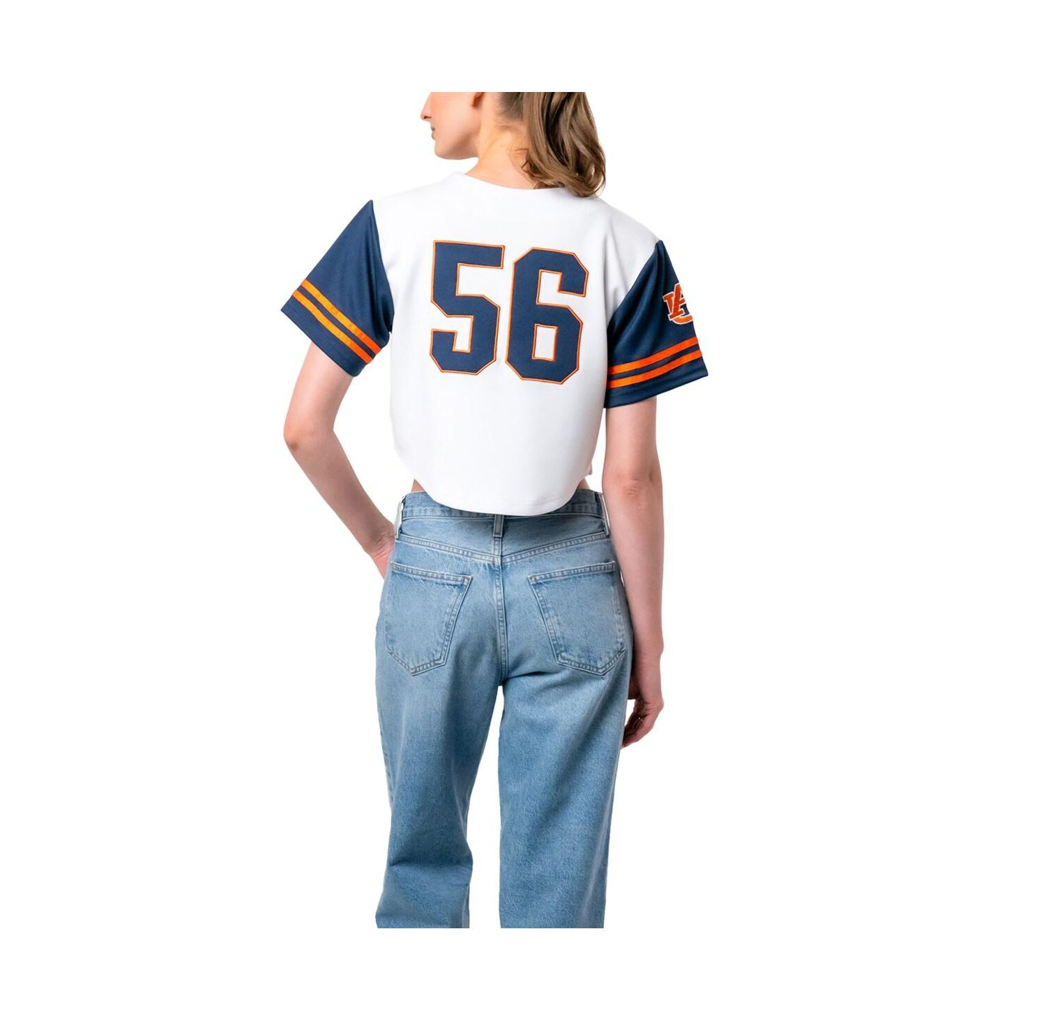 Women's White Auburn Tigers Baseball Jersey Cropped T-Shirt
