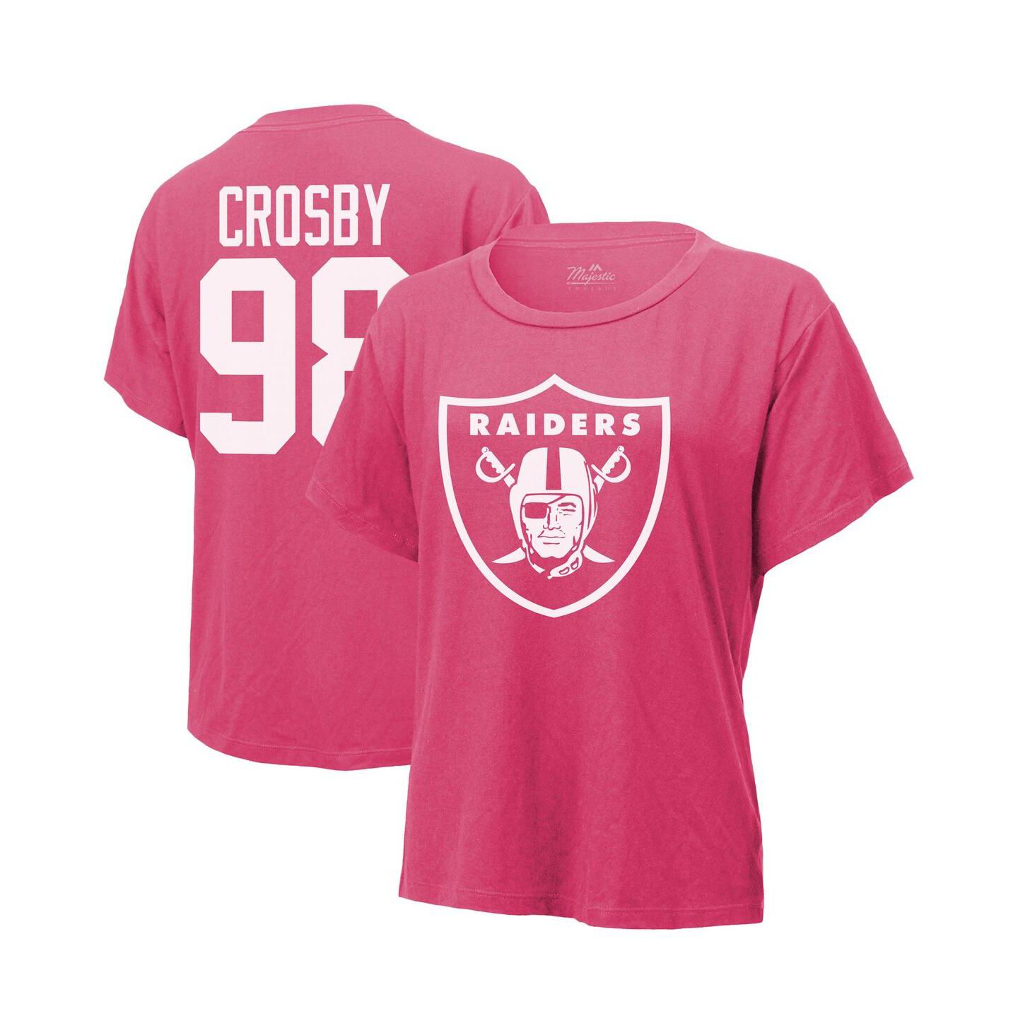 Женская футболка Majestic Maxx Crosby Pink Las Vegas Raiders Name & Number — фото 1