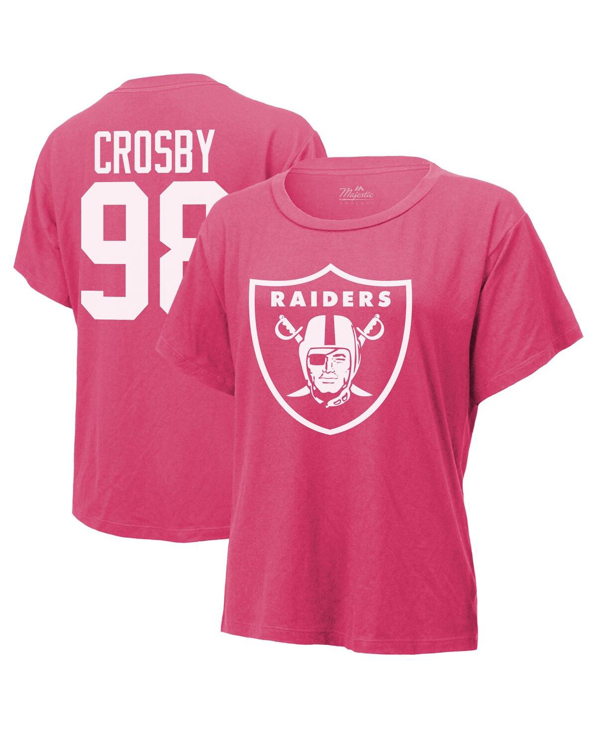 Majestic Women's Maxx Crosby Pink Las Vegas Raiders Name Number T-Shirt - Pink