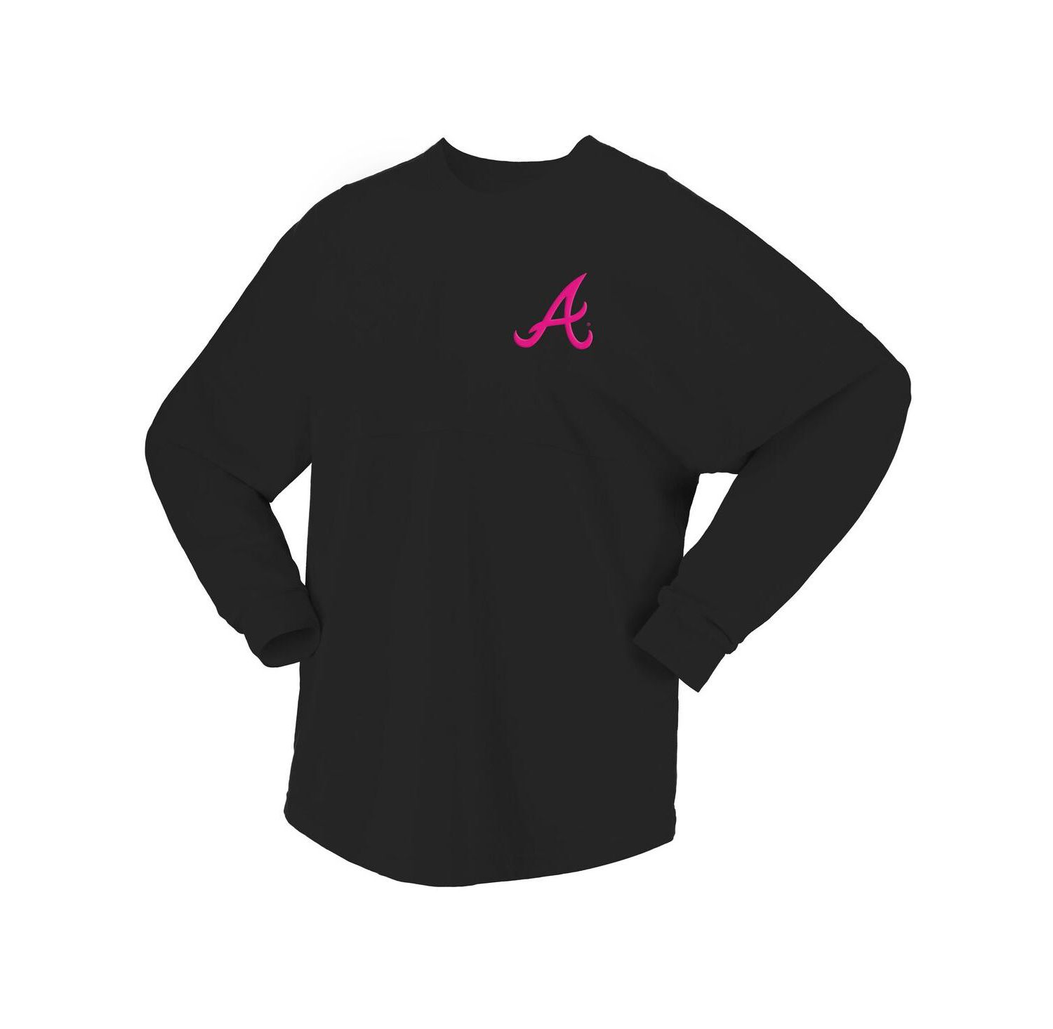 Women's Black Atlanta Braves Neon Jersey Long Sleeve T-Shirt