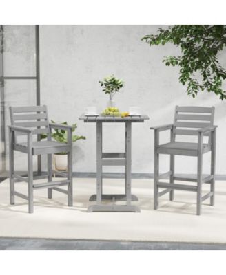 Patio HDPE Adirondack Bar Chairs Set of 2 with Wide Armrests