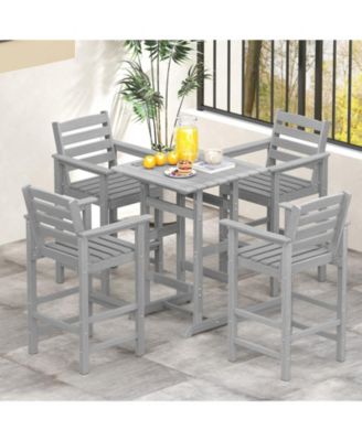 Patio HDPE Adirondack Bar Chairs Set of 2 with Wide Armrests