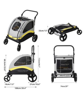  4 Wheel Foldable Pet Travel Stroller With Basket