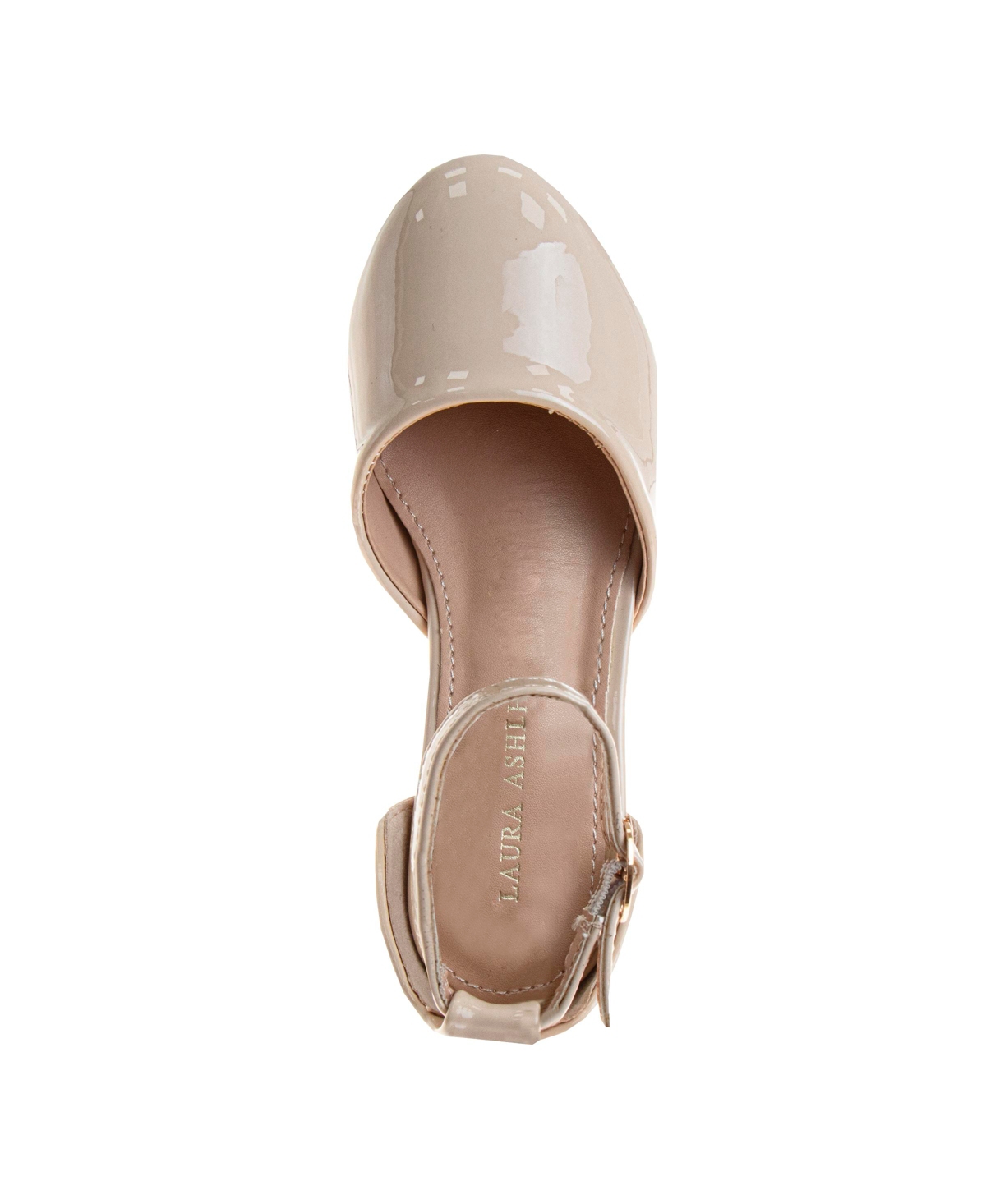Shop Laura Ashley Little And Big Girls Low Heeled Dress Shoe In Beige Patent