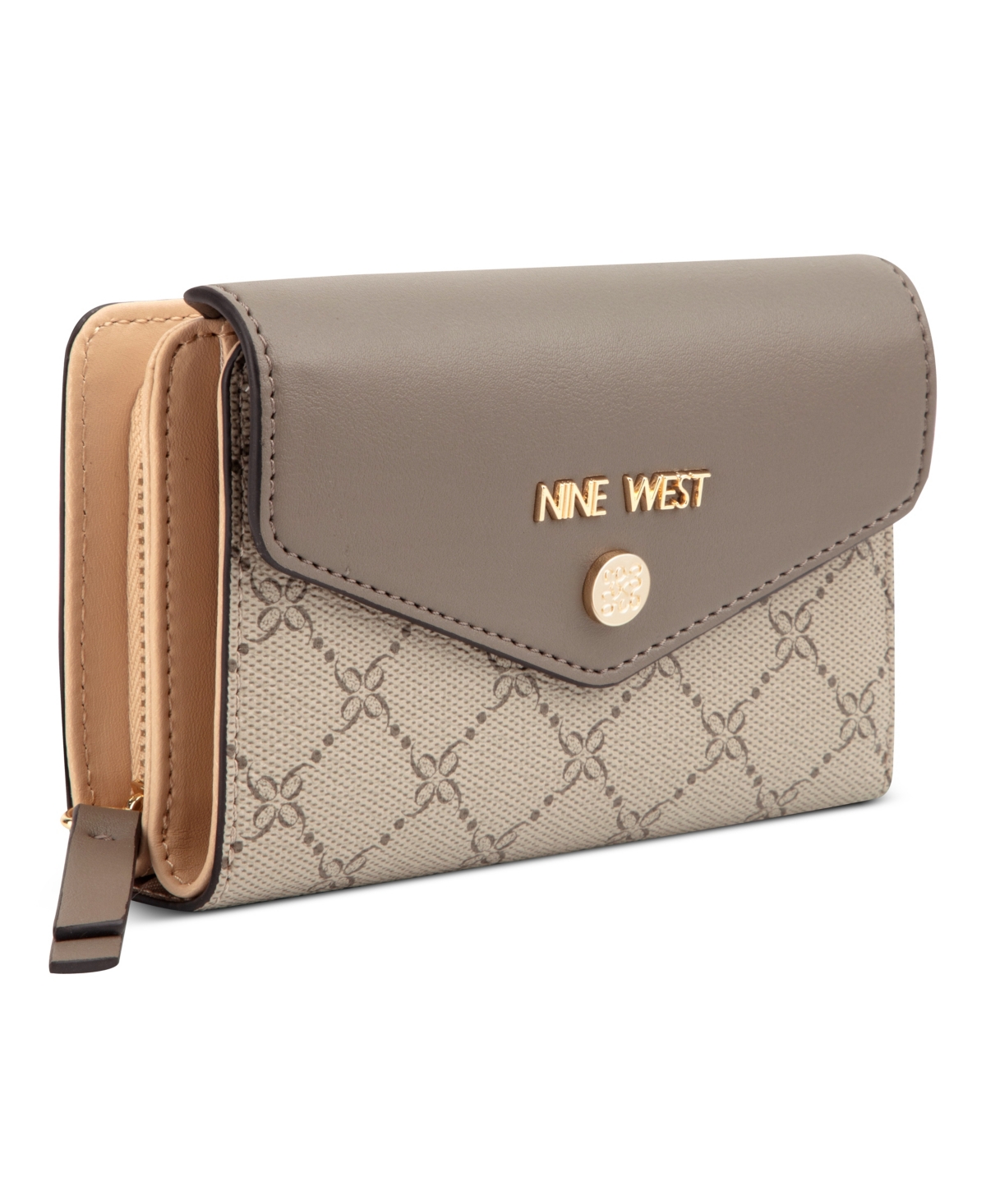 Nine West Caireann French Wallet In Beige Logo Flint