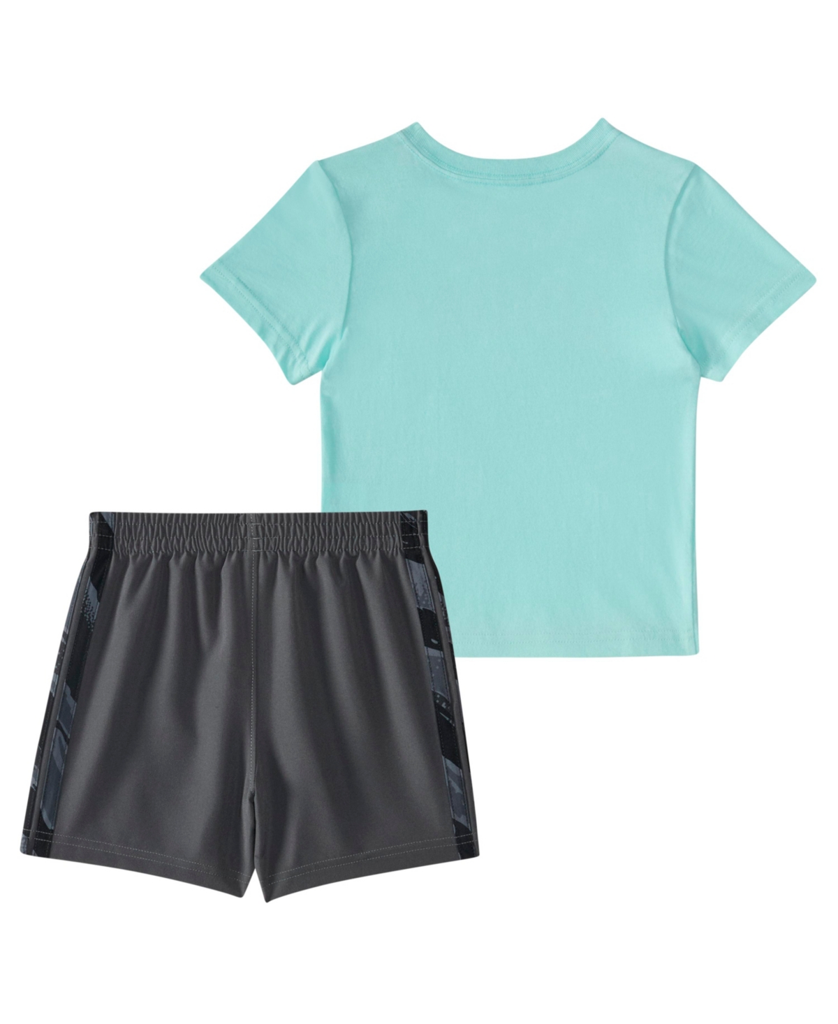 Adidas Originals Baby Boys 2-piece Short Sleeve T-shirt And Camo 3-stripe Woven Shorts Set In Semi Flash Aqua