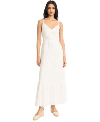 Women's Eyelet Open-Back Maxi Dress