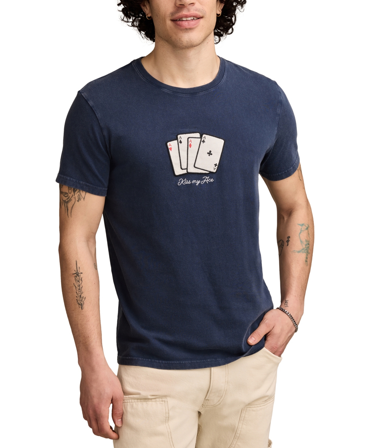 Men's Kiss My Ace Cards T-Shirt - Dress blues