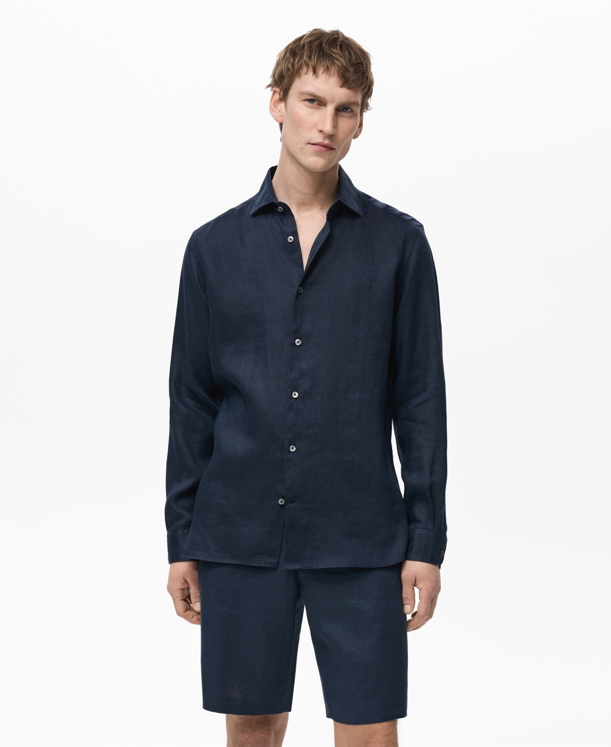 Mango Slim Fit Linen Button-up Shirt