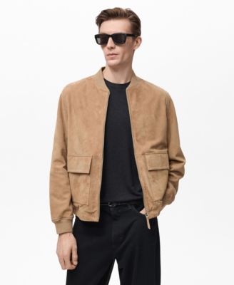 MANGO - Men's Suede Leather Bomber Jacket