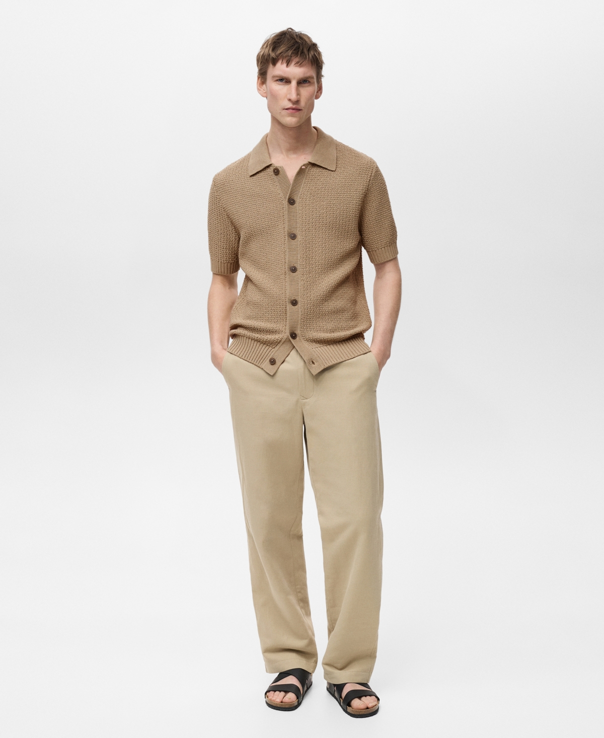 Men's Cotton Knit Shirt - Beige