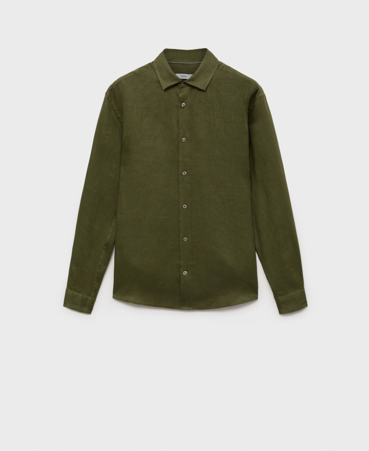 Mango Regular Fit Linen Button-up Shirt In Green