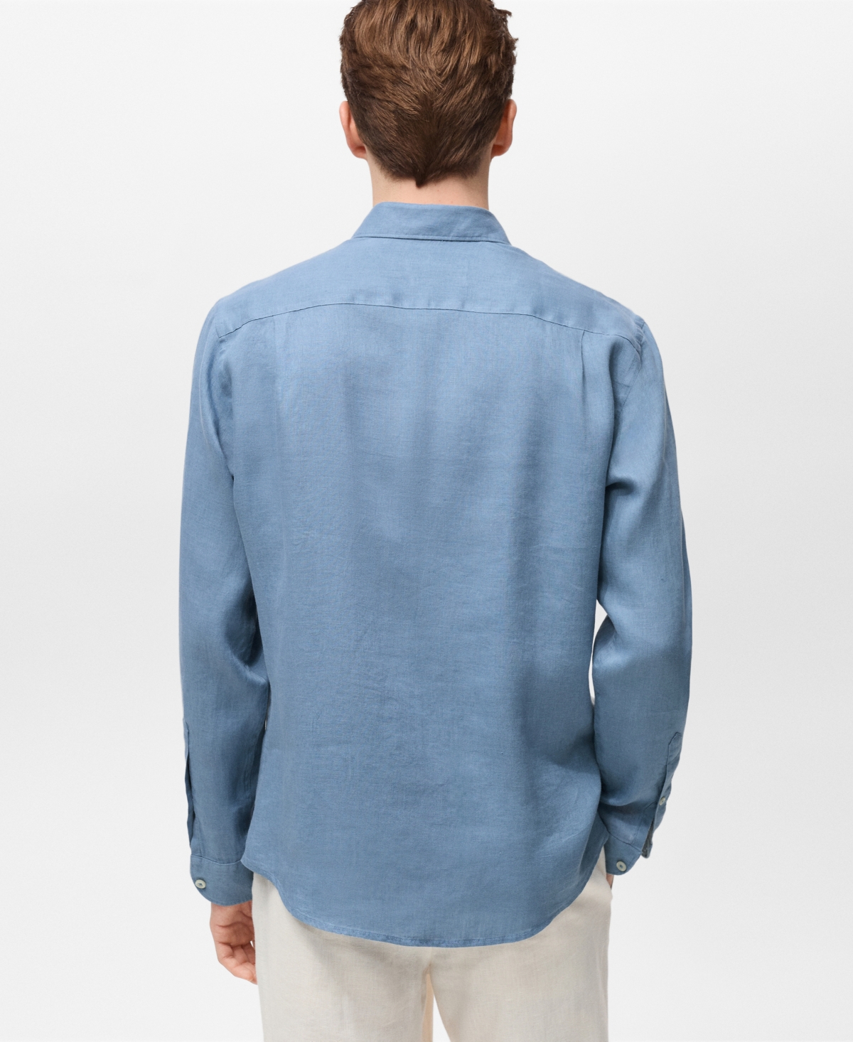 Mango Regular Fit Linen Button-up Shirt In China Blue